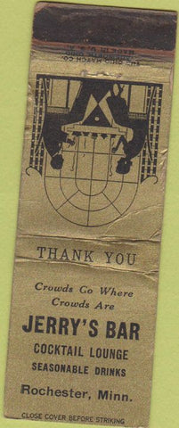 Matchbook Cover - Jerry's Bar Rochester MN WEAR
