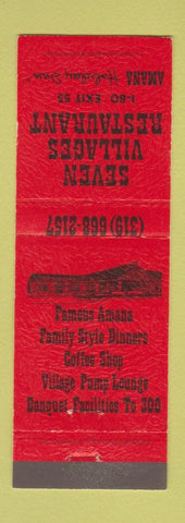 Matchbook Cover - Seven Villages Restaurant Holiday Inn Amana IA