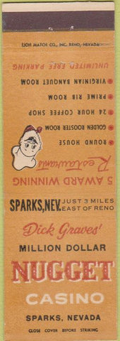 Matchbook Cover - Dick Graves Nugget Casino Sparks NV