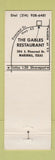 Matchbook Cover - The Gables Restaurant Marshall TX