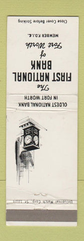 Matchbook Cover - First National Bank Fort Worth TX WEAR