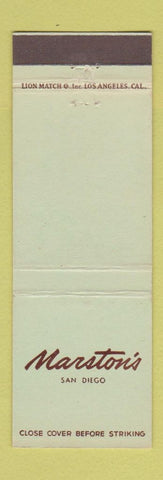 Matchbook Cover - Marston's San Diego CA