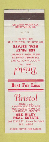 Matchbook Cover - Bristol TN VA Riley Real Estate