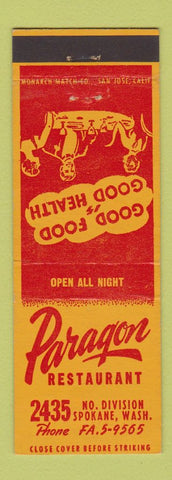 Matchbook Cover - Paragon Restaurant Spokane WA