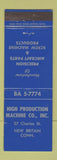 Matchbook Cover - High Production Machinery Aircraft Parts New Britain CT