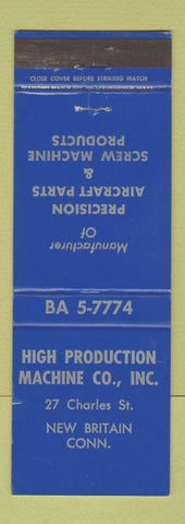 Matchbook Cover - High Production Machinery Aircraft Parts New Britain CT