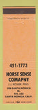 Matchbook Cover - Horse Sense Company Santa Monica CA JJ Rosier LIGHT ORANGE