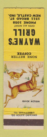 Matchbook Cover - Wayne's Grill New Castle IN Deer
