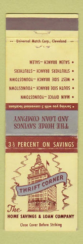 Matchbook Cover - Thrift Corner Savings Loan Youngstown Salem Struthers OH WEAR