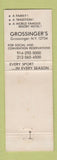 Matchbook Cover - Grossinger's Restaurant Grossinger NY