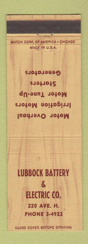 Matchbook Cover - Lubbock Battery and Electric TX?