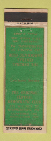 Matchbook Cover - Original Central Democratic Club Harrisburg PA WEAR