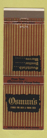 Matchbook Cover - Osmun's Men's Clothes Warren Pontiac Southfield MI