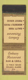 Matchbook Cover - Embassy Restaurant Bar Grill Wilkes Barre PA WORN