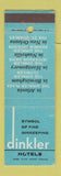 Matchbook Cover - Dinkler Hotels Atlanta GA Nashville TN New Orleans LA