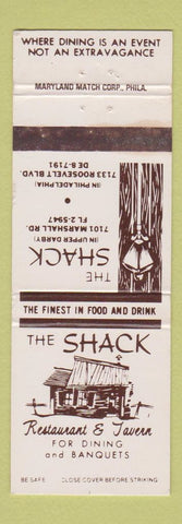 Matchbook Cover - The Shack Restaurant Upper Darby PA Philadelphia WEAR