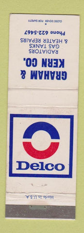 Matchbook Cover - Graham & Kern Auto Parts Delco