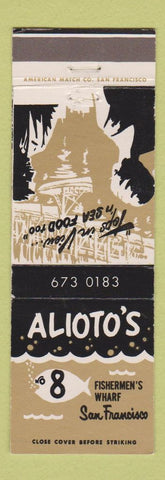 Matchbook Cover - Alioto's #8 Restaurant San Francisco CA
