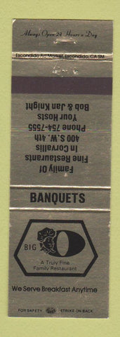 Matchbook Cover - Big O Restaurant Corvallis OR WEAR