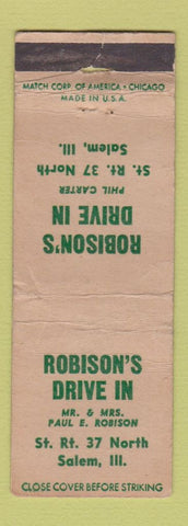Matchbook Cover - Robison's Driv In Salem IL WORN