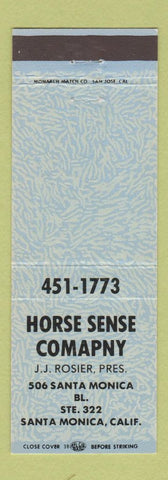 Matchbook Cover - Horse Sense Company Santa Monica CA JJ Rosier BLUE