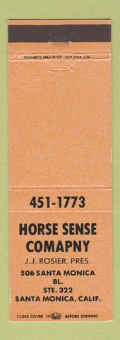 Matchbook Cover - Horse Sense Company Santa Monica CA JJ Rosier ORANGE