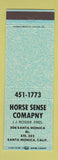 Matchbook Cover - Horse Sense Company Santa Monica CA JJ Rosier TEAL