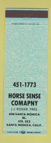 Matchbook Cover - Horse Sense Company Santa Monica CA JJ Rosier TEAL