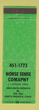Matchbook Cover - Horse Sense Company Santa Monica CA JJ Rosier GREEN