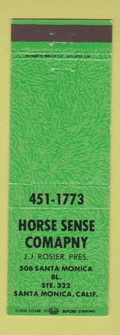 Matchbook Cover - Horse Sense Company Santa Monica CA JJ Rosier GREEN