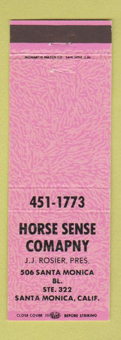 Matchbook Cover - Horse Sense Company Santa Monica CA JJ Rosier PINK