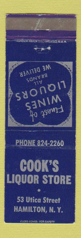 Matchbook Cover - Cook's Liquor Store Hamilton NY