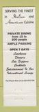 Matchbook Cover - The Lincoln Inn Batavia IL Abraham WEAR