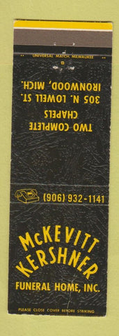 Matchbook Cover - McKevitt Kershner Funeral Home Ironwood MI