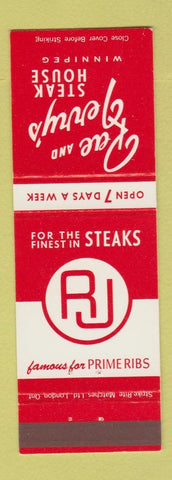 Matchbook Cover - Rae and Jerry's Steak House Winnipeg MB