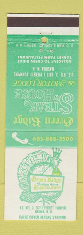 Matchbook Cover - Green Ridge Steak House Nashua NH motor lodge