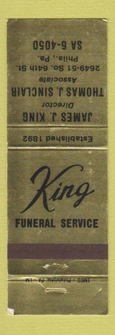 Matchbook Cover - King Funeral Home Philadelphia PA