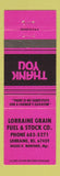 Matchbook Cover - Lorraine Grain Fuel Stock KS