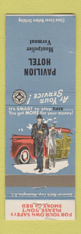 Matchbook Cover - Pavilion Hotel Montpelier VT WEAR