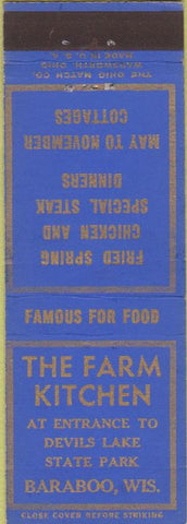 Matchbook Cover - The Farm Kitchen Baraboo WI Fried Chicken