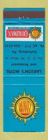 Matchbook Cover - Larson's Motel Quality Motel Gettysburg PA
