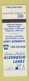 Matchbook Cover - Algonquin Lanes Bowling IL Lorrie Nichols