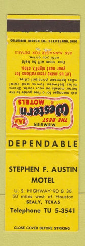 Matchbook Cover - Stephen F Austin Motel Sealy TX WEAR