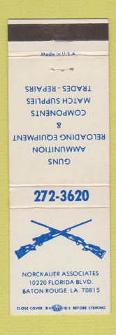 Matchbook Cover - Norckauer Associates Guns Ammo Baton Rouge LA