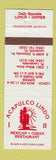 Matchbook Cover - Acapulco Lindo Mexican Food Lauderhill Fort Lauderdale FL WEAR