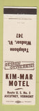 Matchbook Cover - Kim Mar Motel Ascutney VT #1