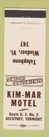 Matchbook Cover - Kim Mar Motel Ascutney VT #1