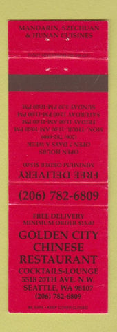 Matchbook Cover - Golden City Chinese Restaurant Seattle WA