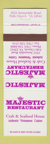 Matchbook Cover - Majestic Restaurant Falls Church VA Vietnamese