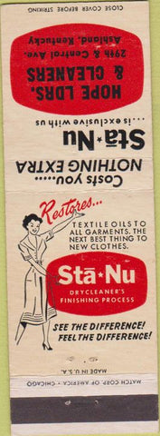 Matchbook Cover - Hope Cleaners Ashland KY girlie